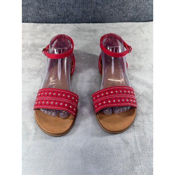 Andiamo Women's shoes 8M red strap sandels with rhinestones - Picture 7 of 16